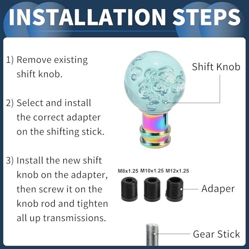 Car Shift Knob, 9cm Universal for Automatic and Manual Vehicle Gear Light Blue