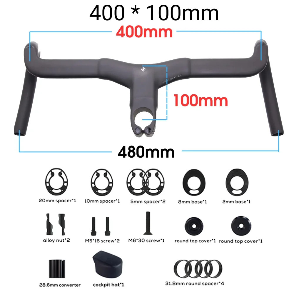 Carbon Fiber Aero Integrated Road Bike Drop Bar 16 Degree Flare 31.8mm Clamp