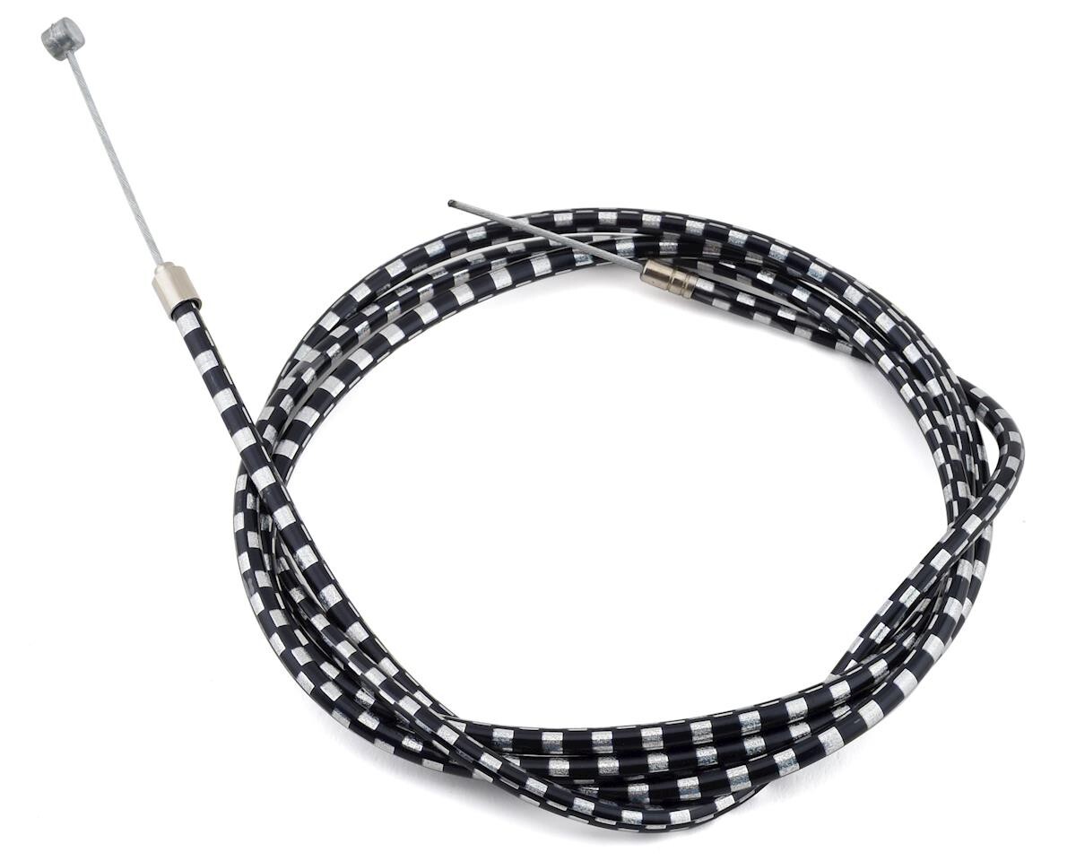 MCS LIGHTNING BRAKE CABLE BMX MTB FIXIE CHECKERED BOARD BLACK AND CHROME
