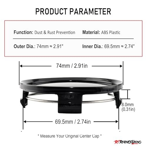 4PCS 74mm Wheel Center Caps Center Cap OD:74mm/2.91in, ID:69.46mm/2.74in Black