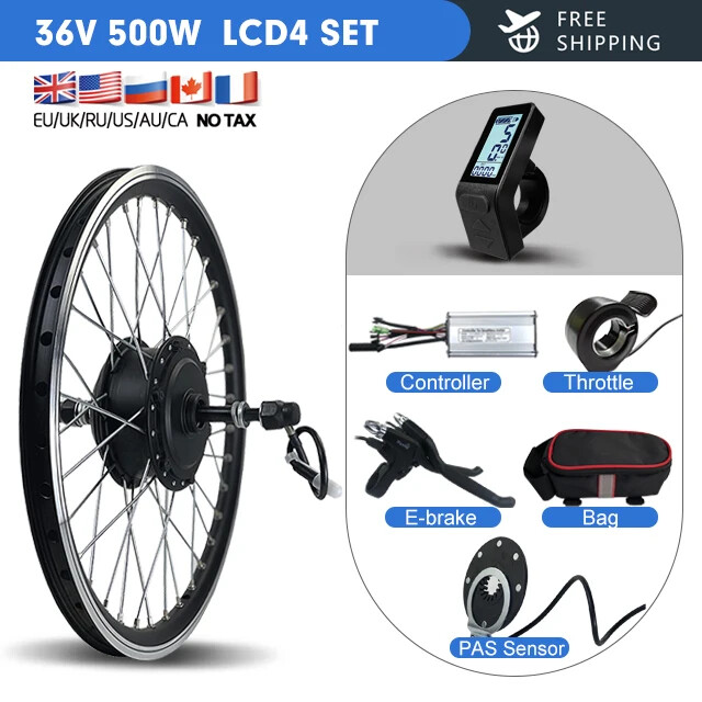 36V 48V 500W E-bike Conversion Kit Brushless Gear Rear Rotate Hub Motor Wheel