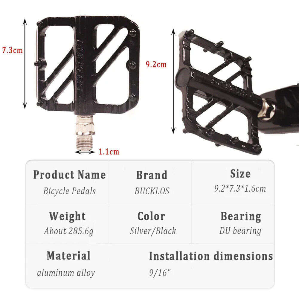 Flat/Platform Pedals 3 Bearings Mountain Bike 9/16» Aluminum For Shimano Pedals