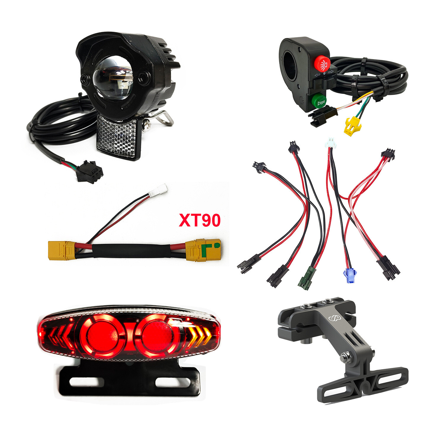 12V-60V E-bike Headlight Tail Rear Warning Light LED Brake Spotlight Cycling