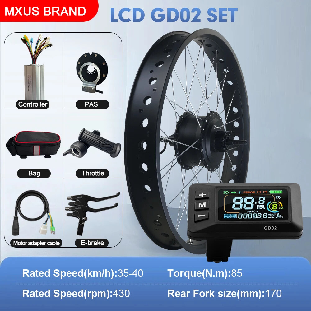 20 24 26in Snow E-bicycle Conversion Kit 48V 750W Fat Tire Rear Rotate Hub Motor