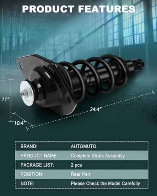 Rear Pair Complete Struts Spring Assembly Shock Absorber Compatible with 2010
