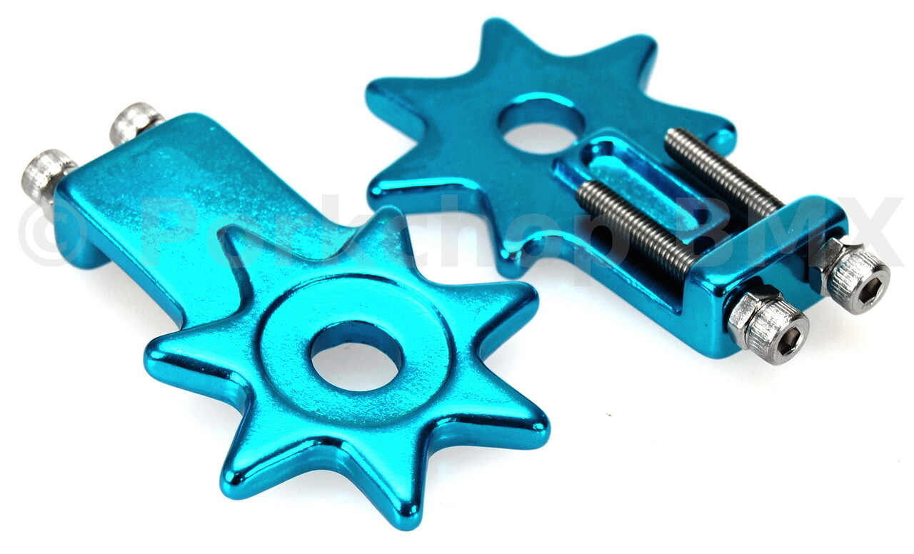 BMX Bicycle Star Spur Chain Tensioners for 3/8″ axles – BRIGHT DIP BLUE