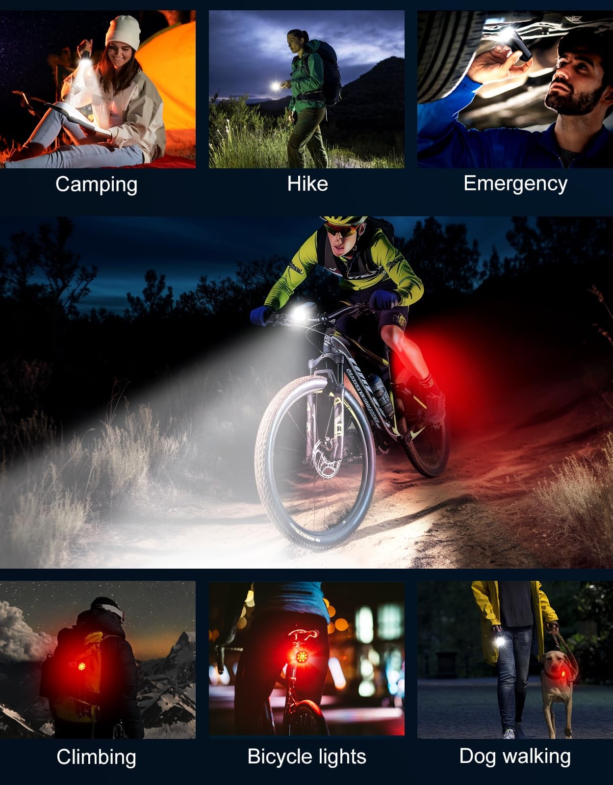 Juego De Luces Para Bicicleta Con Brillo Ajustable E Impermeable De Lujo