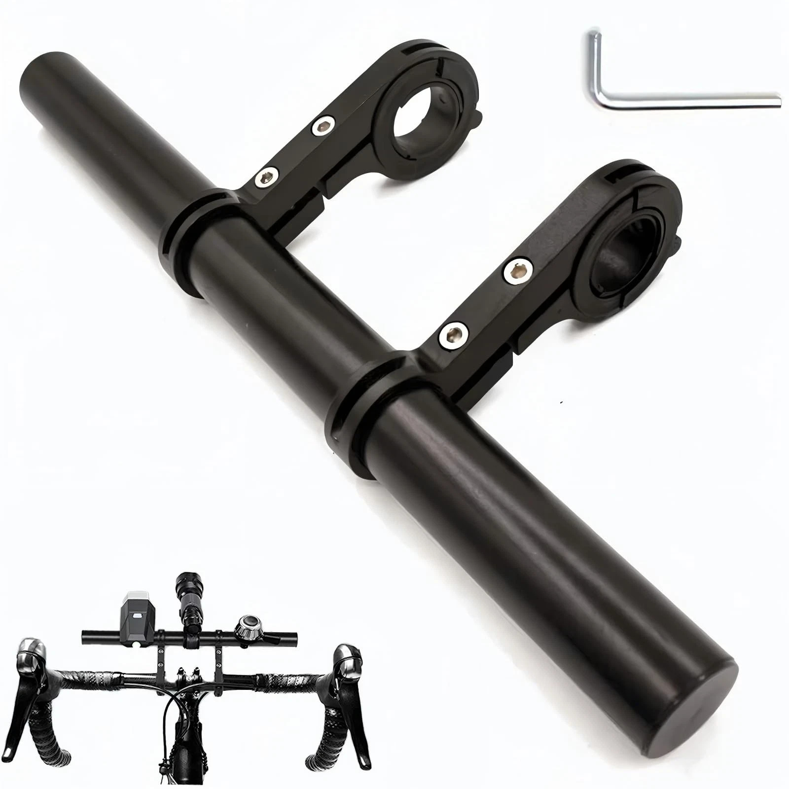 KiauFdcf 30cm Aluminum Bike Handlebar Extender, 11.81″L x 0.79″W, Black