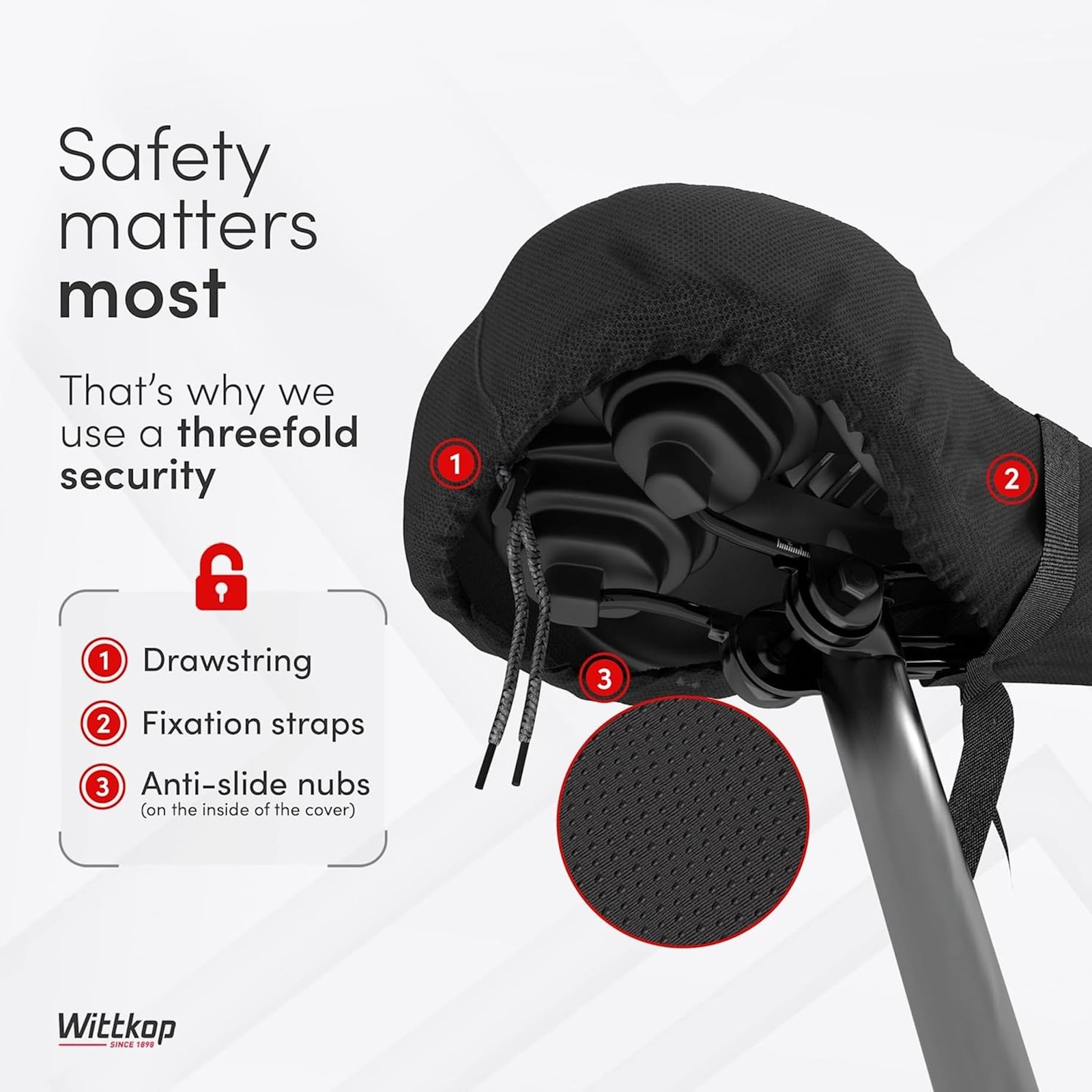 WITTKOP Bike Seat Cushion Made of Comfy Memory Foam I Bike seat Cover for Men…