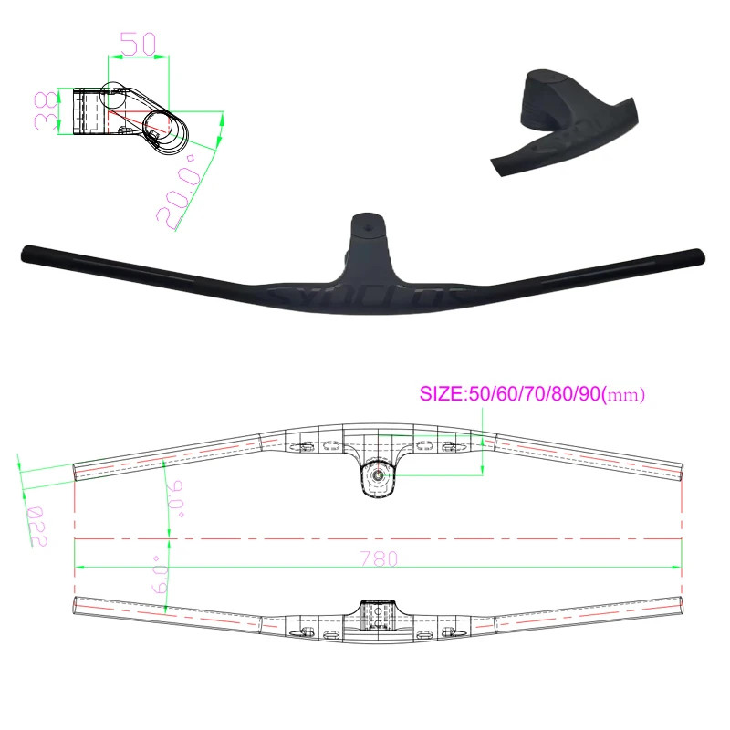 MTB Bicycle Integration Internal Cable Carbon Handlebar Stem – 20 Degrees