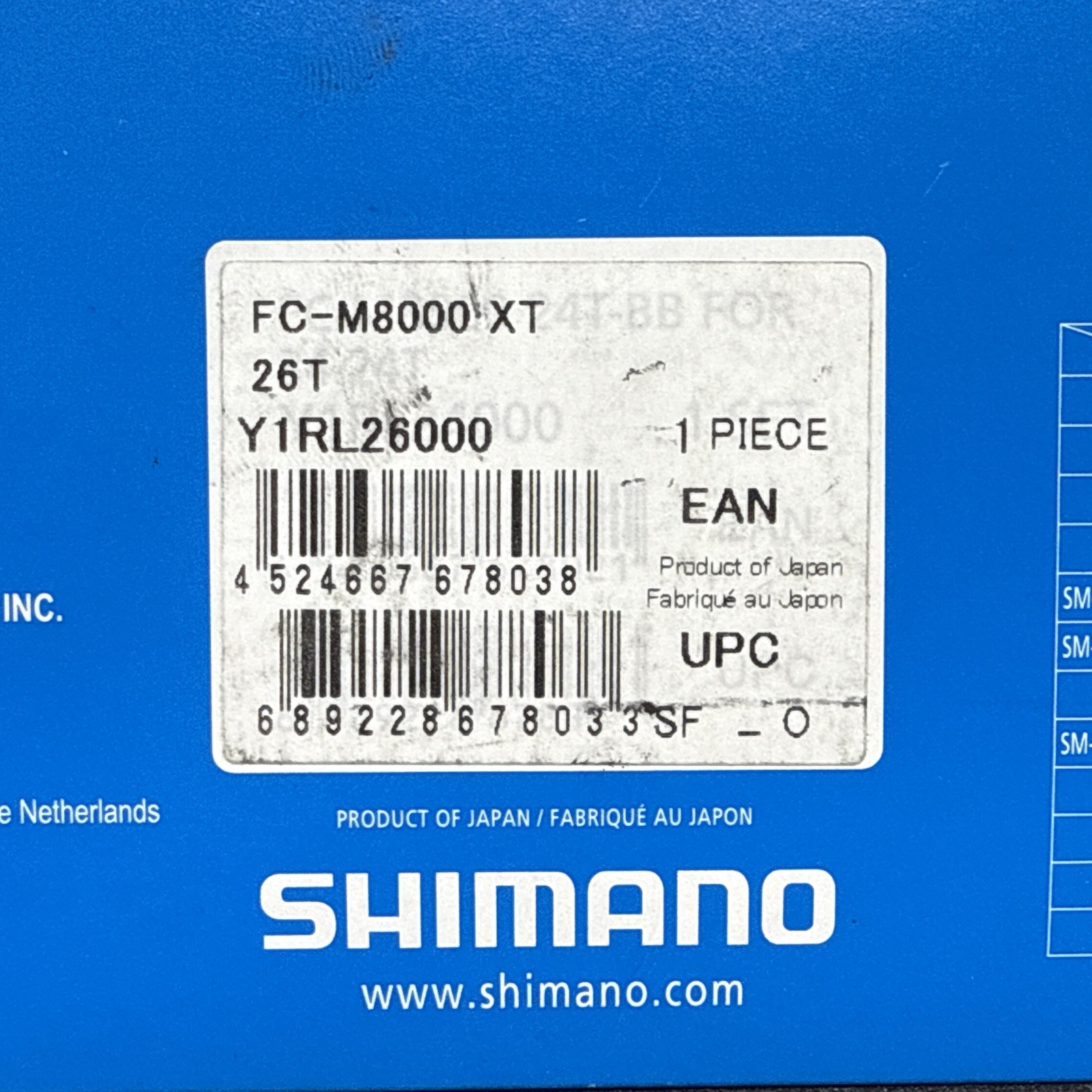Shimano XT M8000 26-Tooth 64mm 11-Speed Inner Chainring for 34-26t