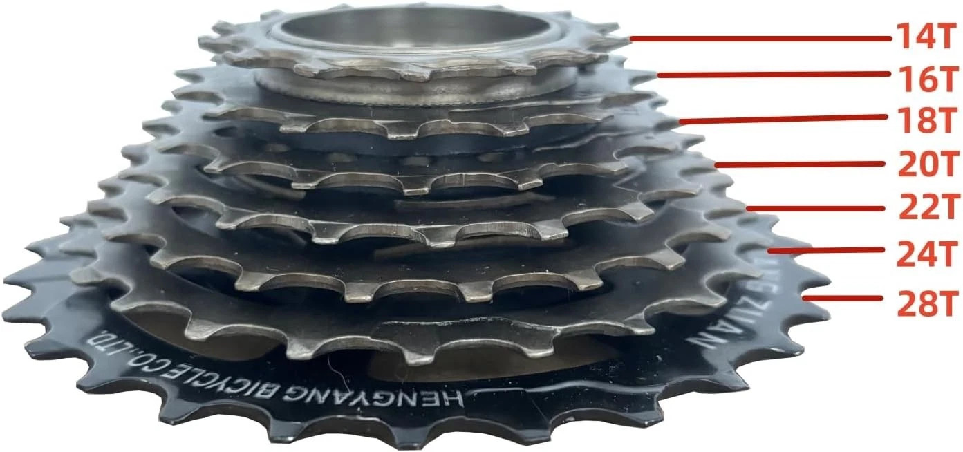 CDH 7 Speed Bike Freewheel 14-28T Threaded Bicycle Cassettes Cogs Gear Sprocket