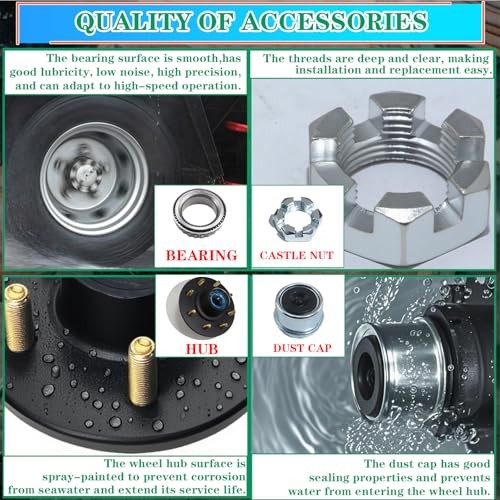 1 Sets 7000lbs Trailer Hub Kits 8 Bolt 6.5,Trailer Axle 8 Bolt 6.5 Trailer Hub