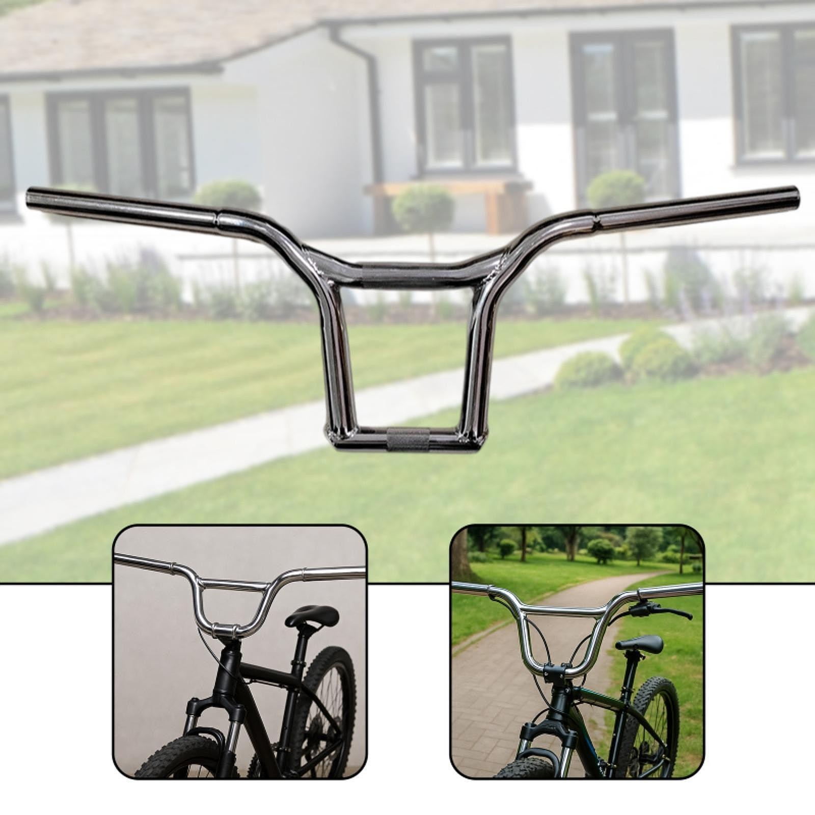 Handlebar for Mountain Bicycle Riser Handle Bar Ergonomic Metal Sturdy Modern