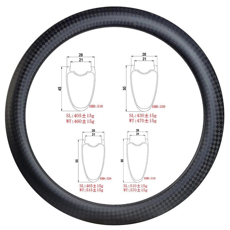 Gravel Road Dsic Bike Carbon Rim 700c 28mm Wide UD 3K 12K Clincher Tubeless