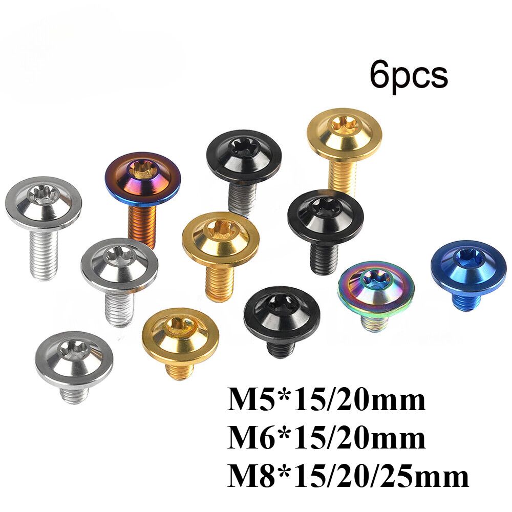 Titanium Bolts M6x10 15 20mm T30 Torx Head Screw Bike Fasteners 2/6pc