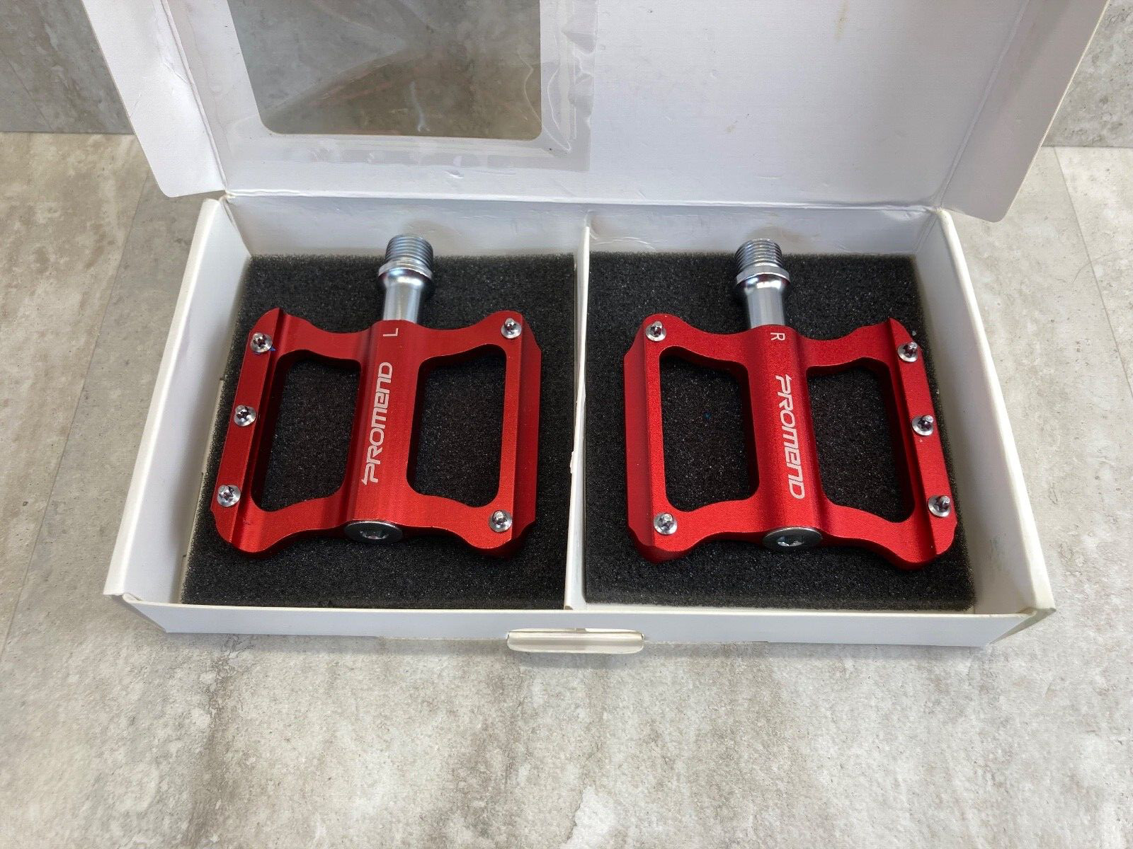 Bicycle Pedals – Aluminum – Red – New/Open Box Promend # TD-R41