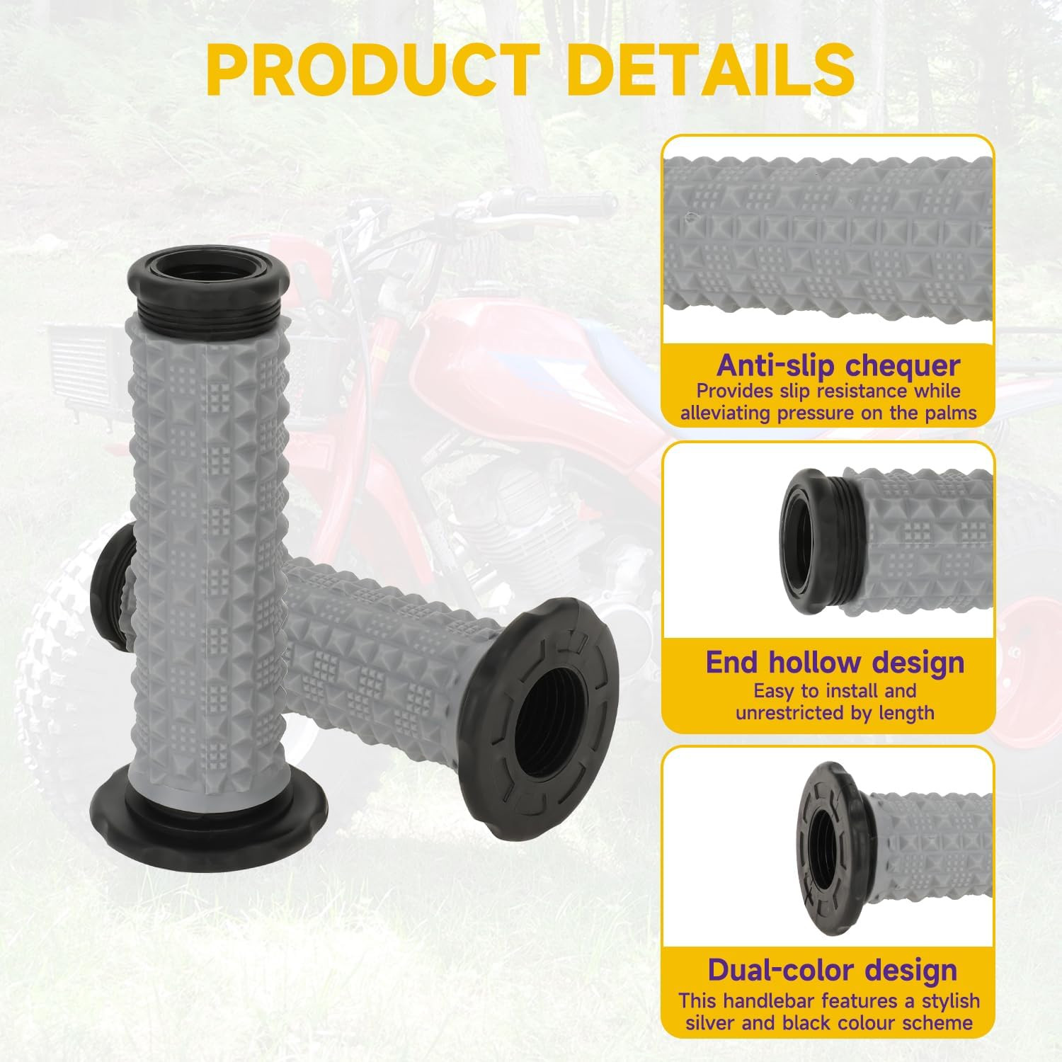 7/8″ 22Mm ATV Handlebar Grips Replacement for Arctic Cat 250 Polaris Sportsman 5