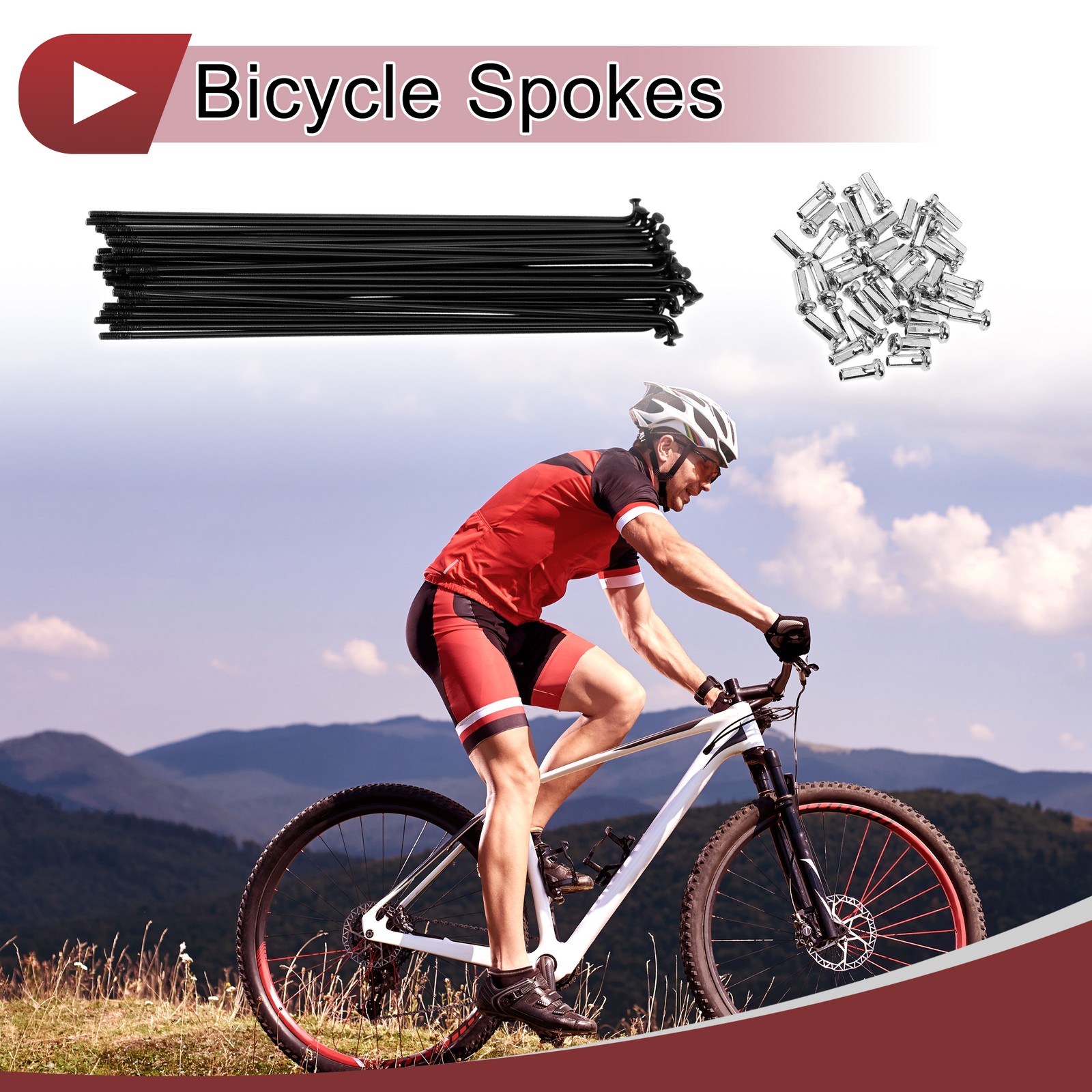 38 Set 14G Bicycle Spokes 168mm Bike Wheel Spokes Carbon Steel Black