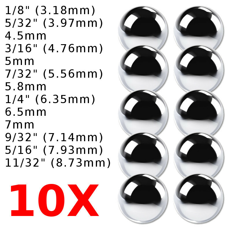 10x BALLS STEEL BALLS BALL RING 1/8 5/32 3/16 7/32 1/4 9/32″ BICYCLE MOPED