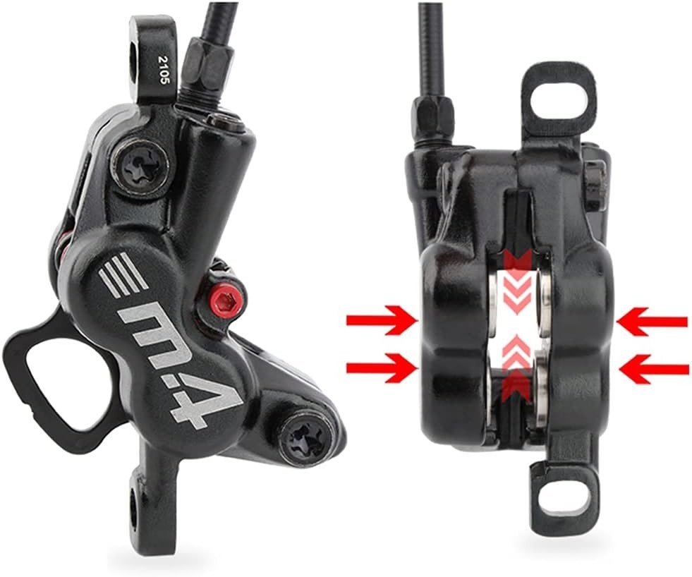 ZTZ 4-Piston MTB Hydraulic Brake Set, PM/is Adapter Fits eBike Mountain Bike BMX