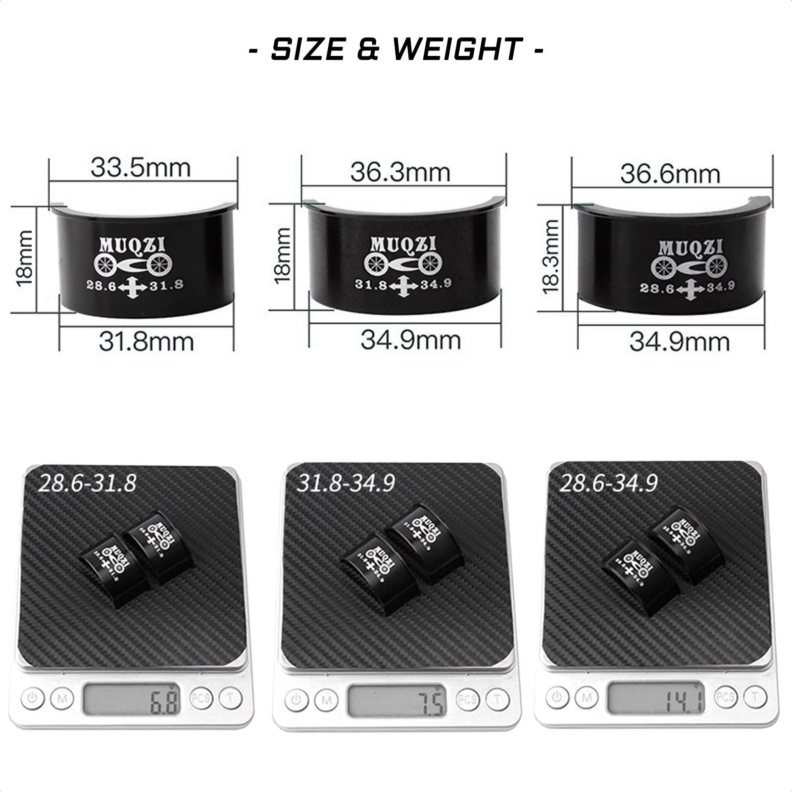 KIEVODE Bike Front Derailleur Clamp Shim Spacer Adapter 31.8 To 34.9, Black