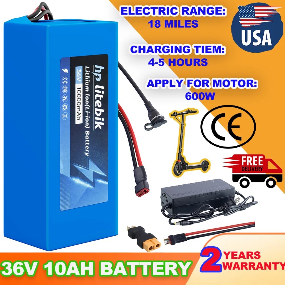 electric bicycle 36V 10Ah Lithium Li-ion Battery BMS for 200W-600W bike Motors