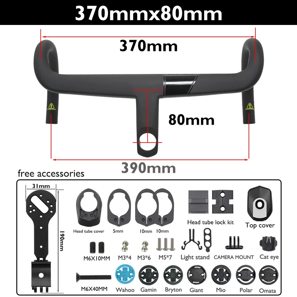 Carbon Fiber Road Bike Integrated Handlebars Internal Cable Routing 370-430mm