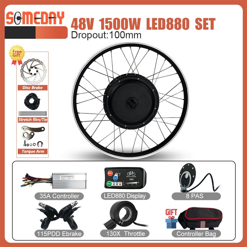 48V 1500W Front Hub Motor Wheel 20-29Inch/700C for Electric Bike Conversion Kit