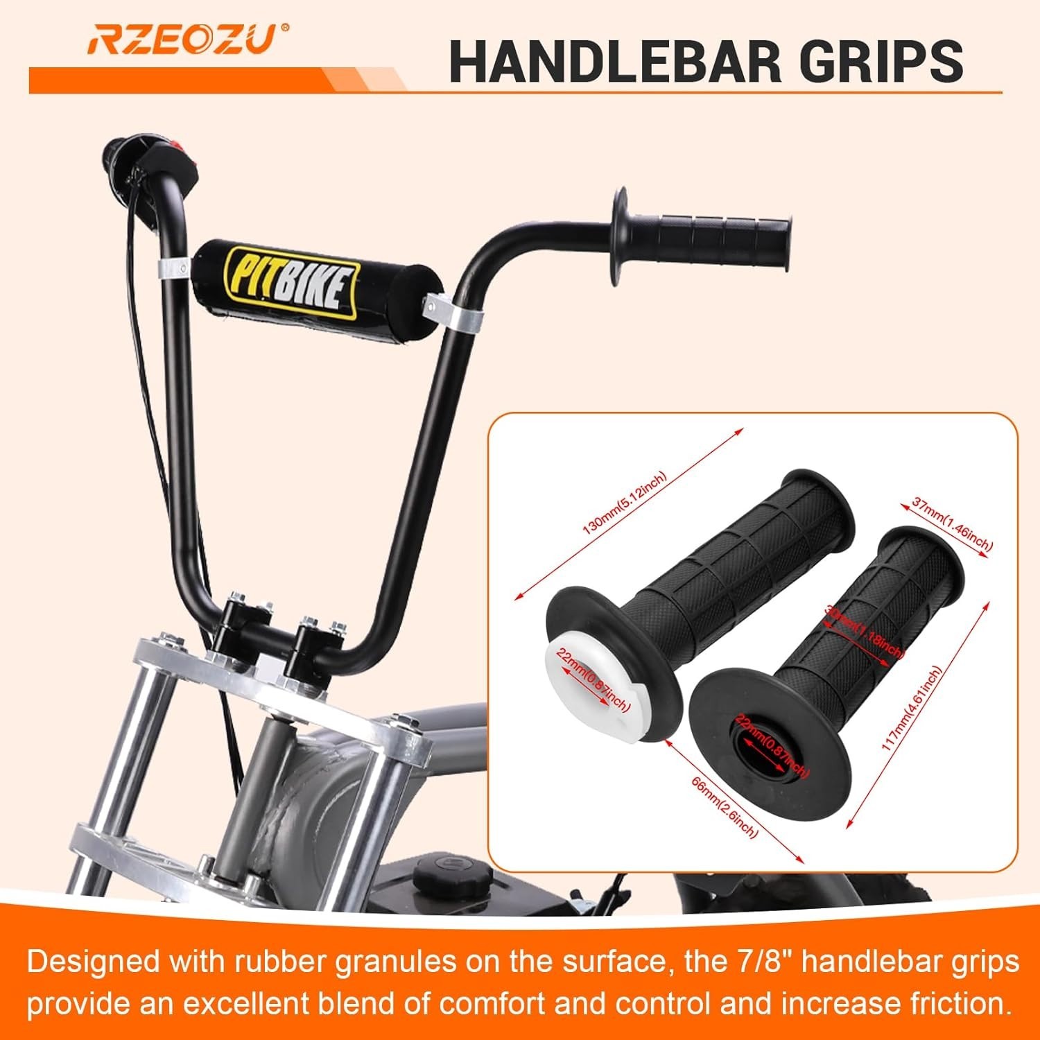 22Mm 7/8 Mini Bike Handlebars 14″ Ape Hangers Handlebar Kit Replacement for Cole