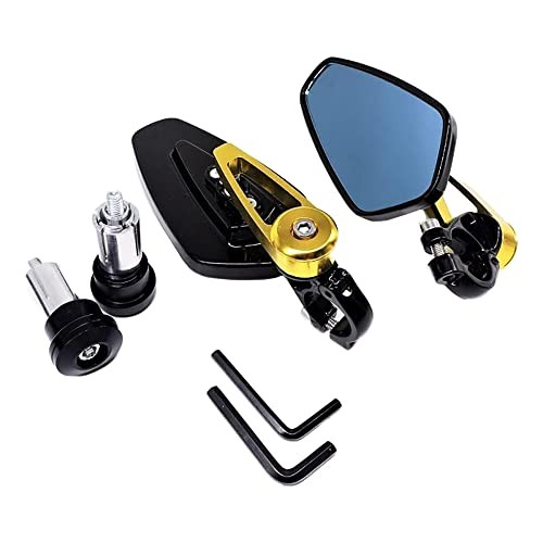 Handle Bar End Mirrors CNC Aluminum Alloy 1 Pair, Universal Rear View Black