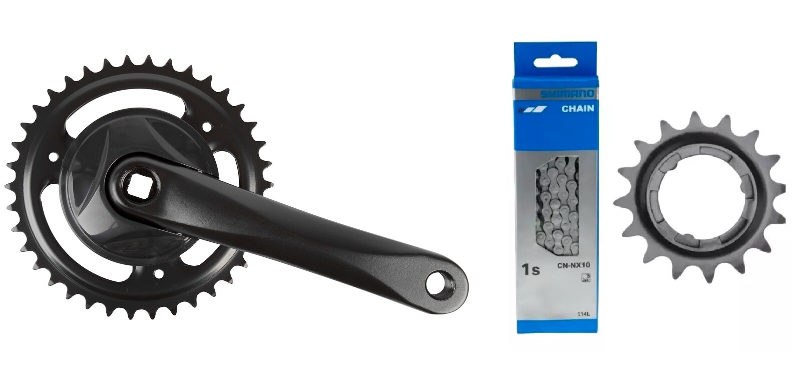 Shimano Nexus Bicycle Chain + 38T 4 Sided Hubs Aluminium Crank Black + Custom Sprocket