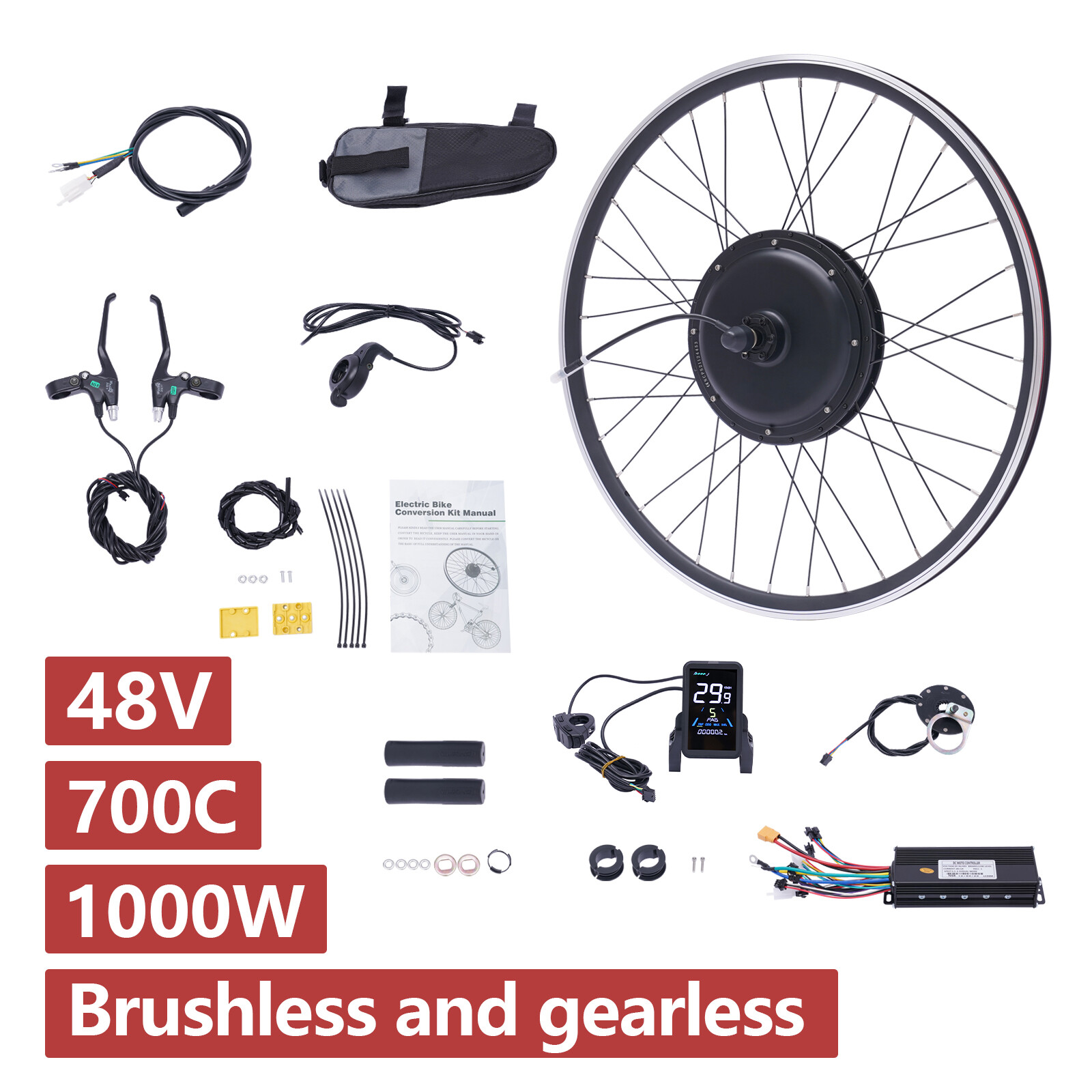 1000W 48V Front Rear Electric Bicycle Motor Conversion Kit Wheel EBike Hub28″29″