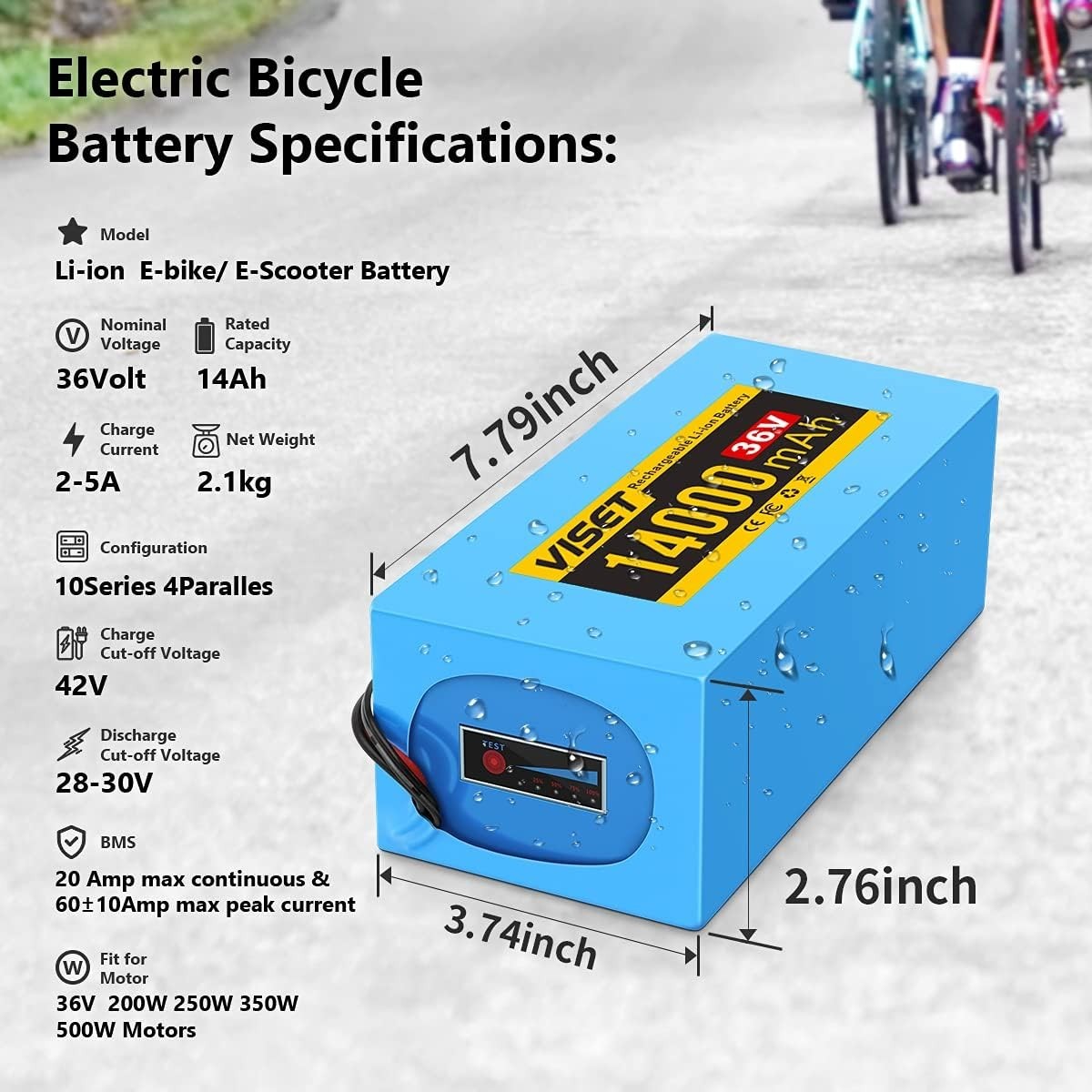 36V 14Ah Lithium ebike Battery for 200W-500W ebike Bicycle Electric Scooter 20A