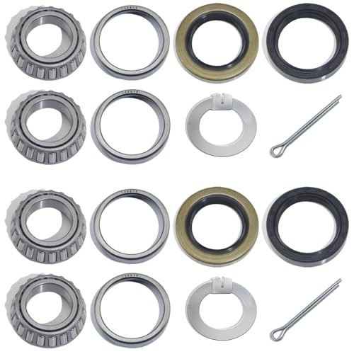2 Sets for 1» Axle Trailer Hub Bearings 2Set L44643 Bearing Kit + Tang Washers