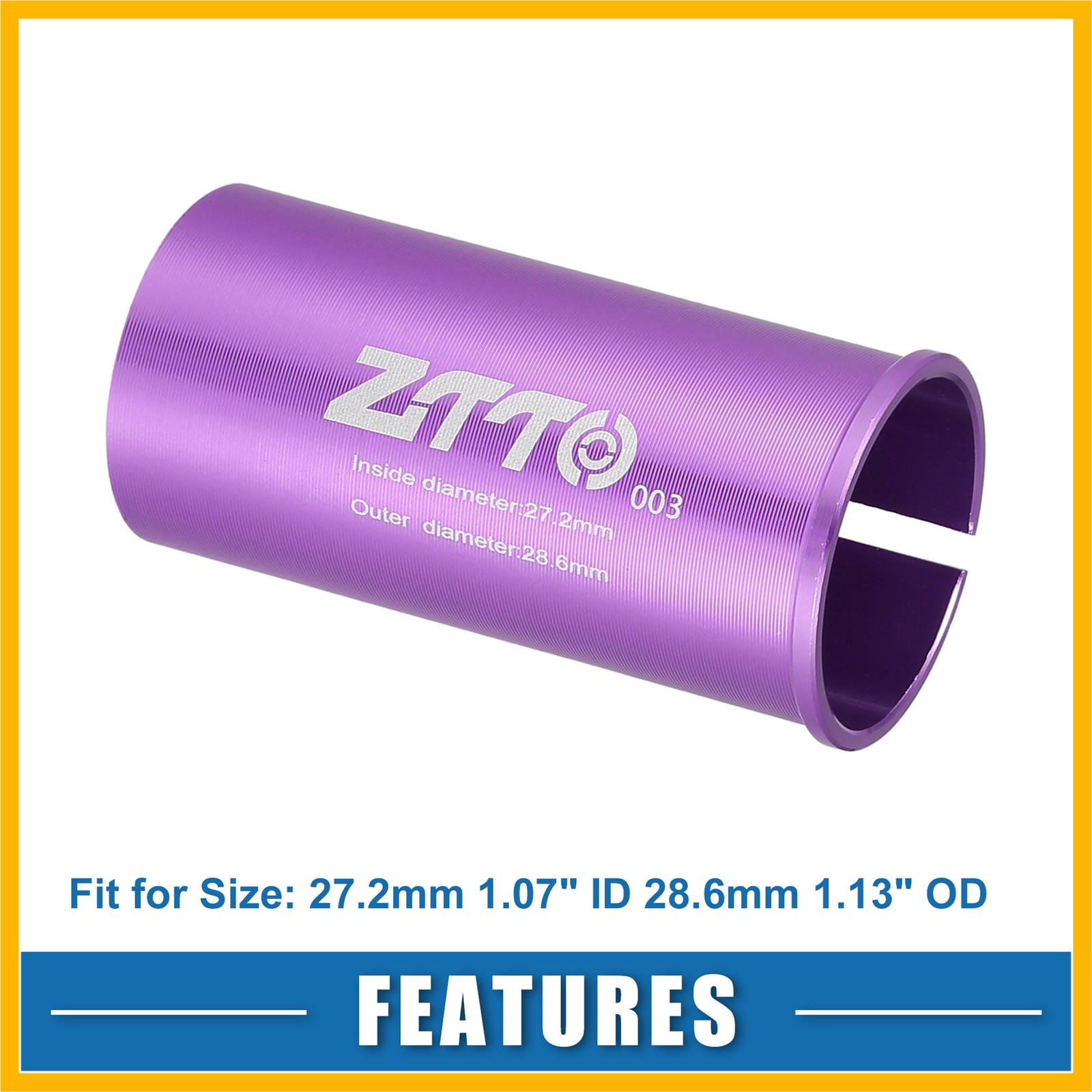 27.2mm 1.07″ ID 28.6mm 1.13″ OD Seat Post Adapter fit for Bicycle Durable