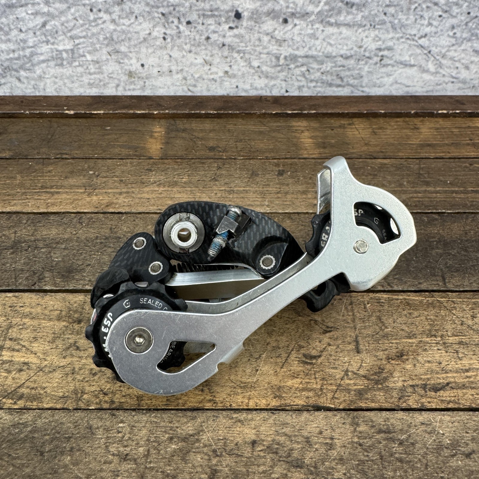 Vintage SRAM ESP 9.0 Rear Derailleur Long Cage Carbon Black 225g 90s MTB