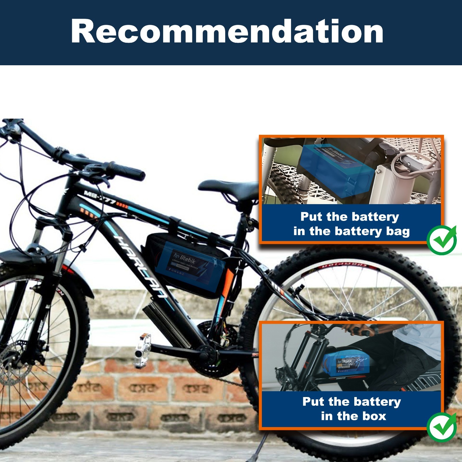36V Ebike Li-ion Battery 36V 14Ah electric bicycle lithium battery 750W Motors