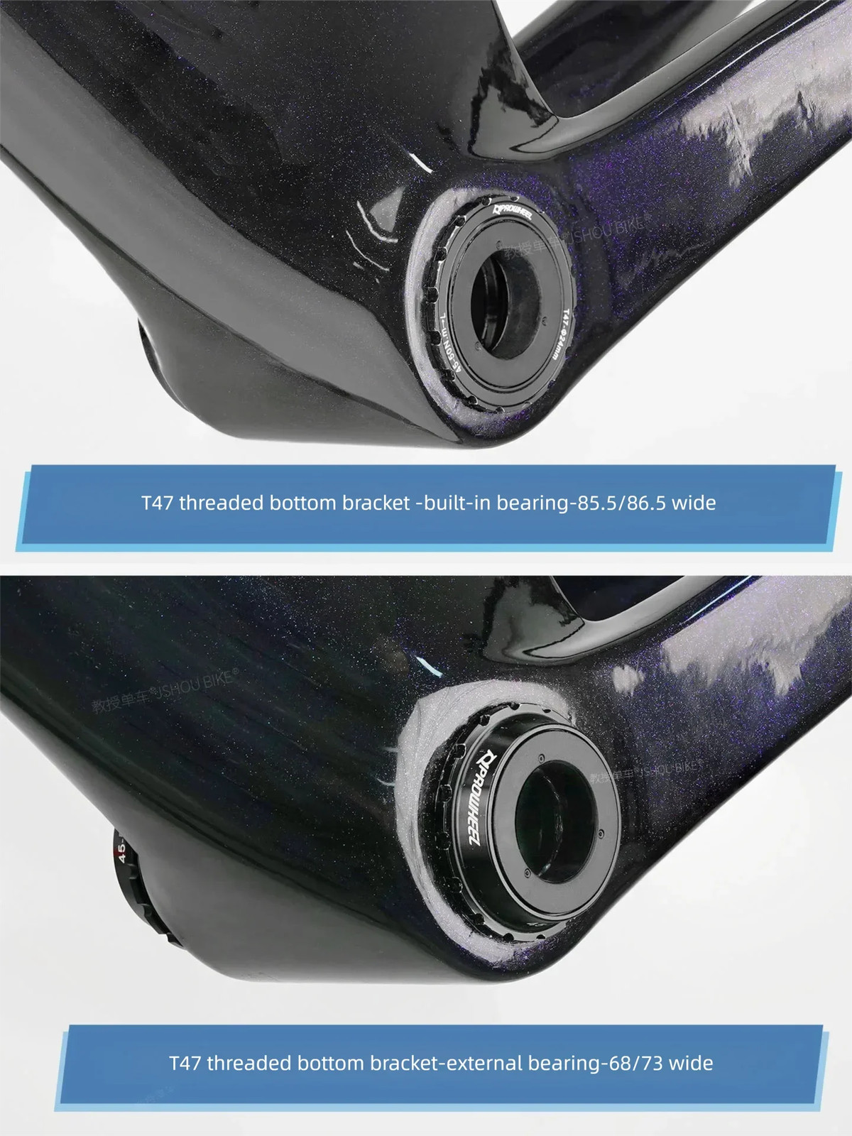 PROWHEEL T47 Thread Bottom Bracket 24mm Shaft BB for MTB Road Bike 68 73 85.5mm