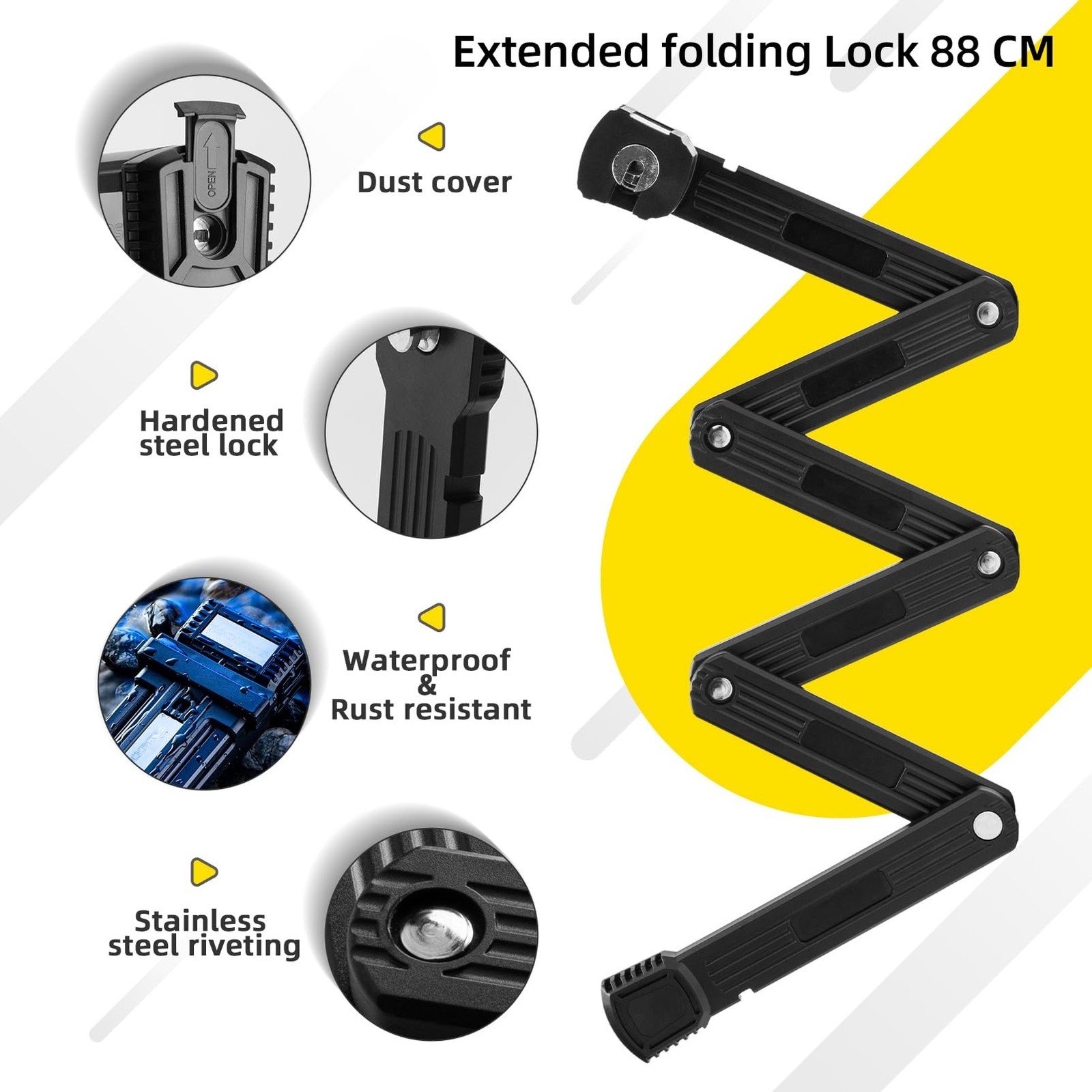 ROCKBROS Folding Bike Lock 3.3 lbs Key Lock Anti-Theft Alloy Steel | Heavy-Du…