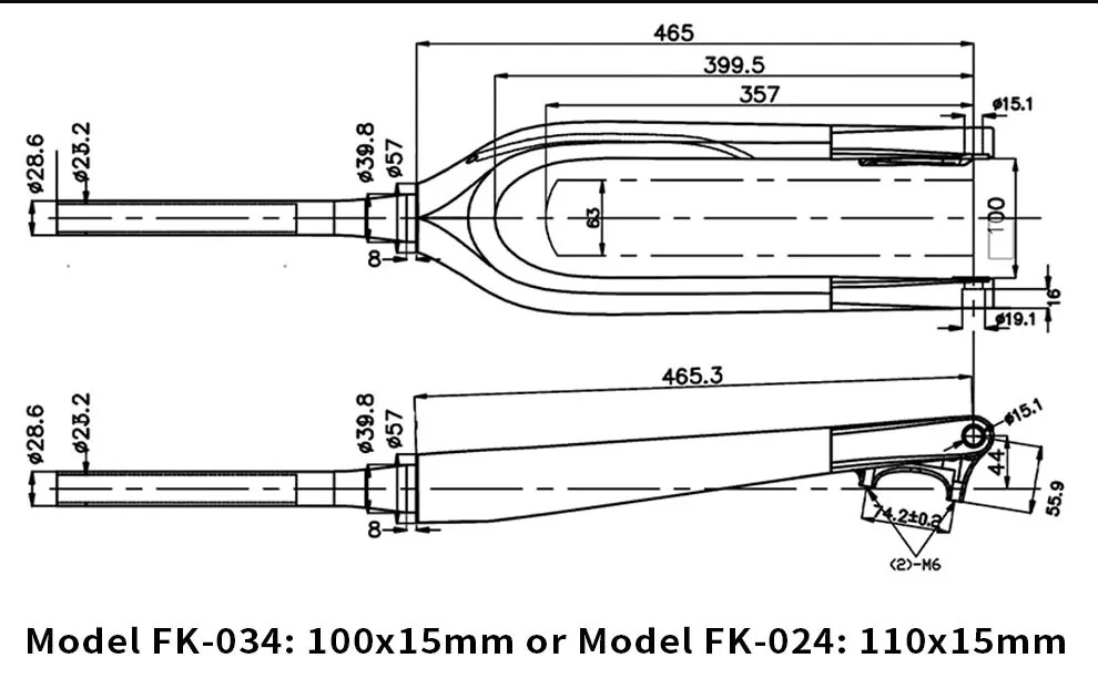 27.5» Carbon MTB Bicycle Fork Thru Axle Outside Cable Line 110x15mm 100x15mm