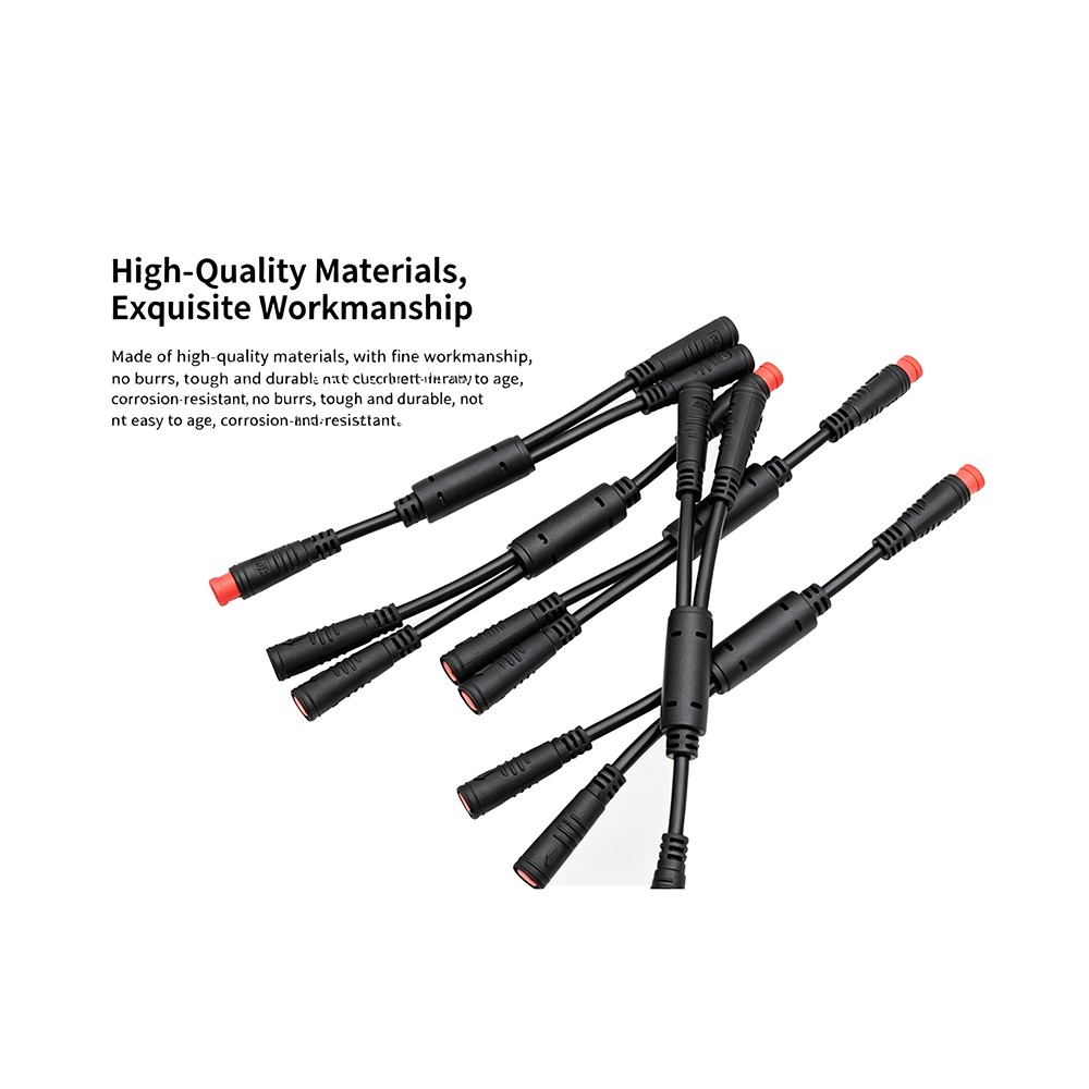 Ebike 2Pin M8 Waterproof Plug 1T2 Extension Cable Male to 2 Female Adapter Cable