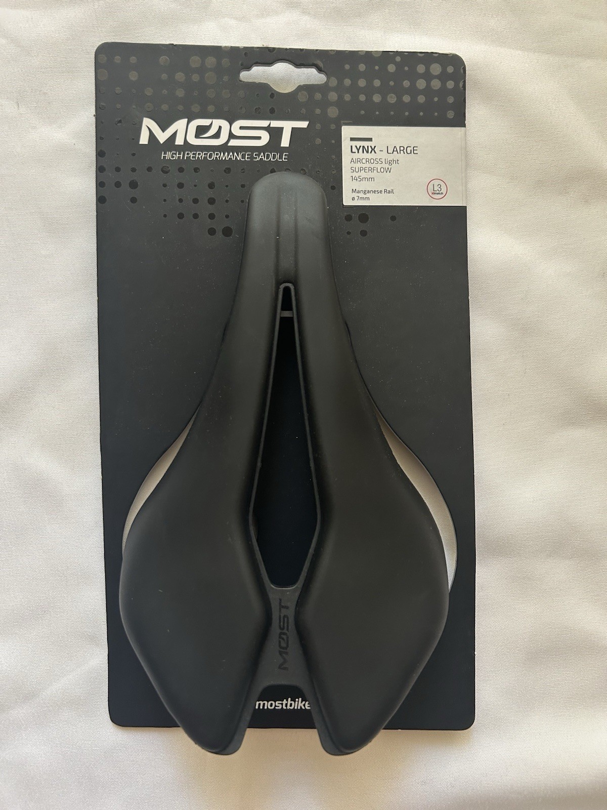 Pinarello MOST Lynx Large Road Bike Saddle 145mm Cutaway Black Manganese Rails