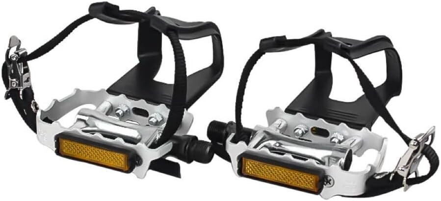 Wellgo Bike Pedals with Toe Cages and Straps Universal Fit Bicycle Pedals 9/1
