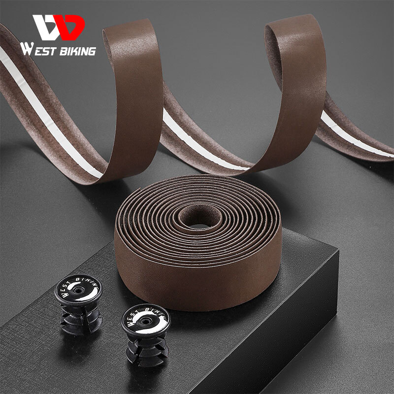 WEST BIKING Genuine Leather Bicycle Handlebar Tape Road Bike Classical Belt