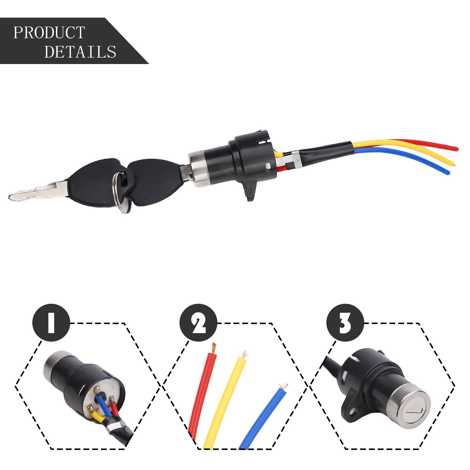 Electric Bike Ignition Key Keys E-Bike Lock E-Bike 3 Wire Easy To Install