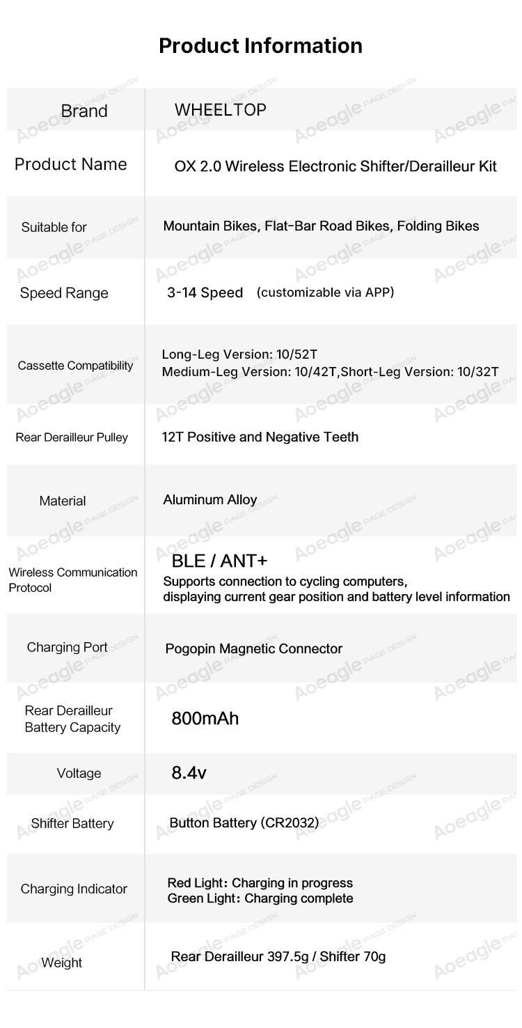 WHEELTOP EDS OX 2.0 MTB Wireless Electronic Groupset Shifter/Derailleur 3-14s