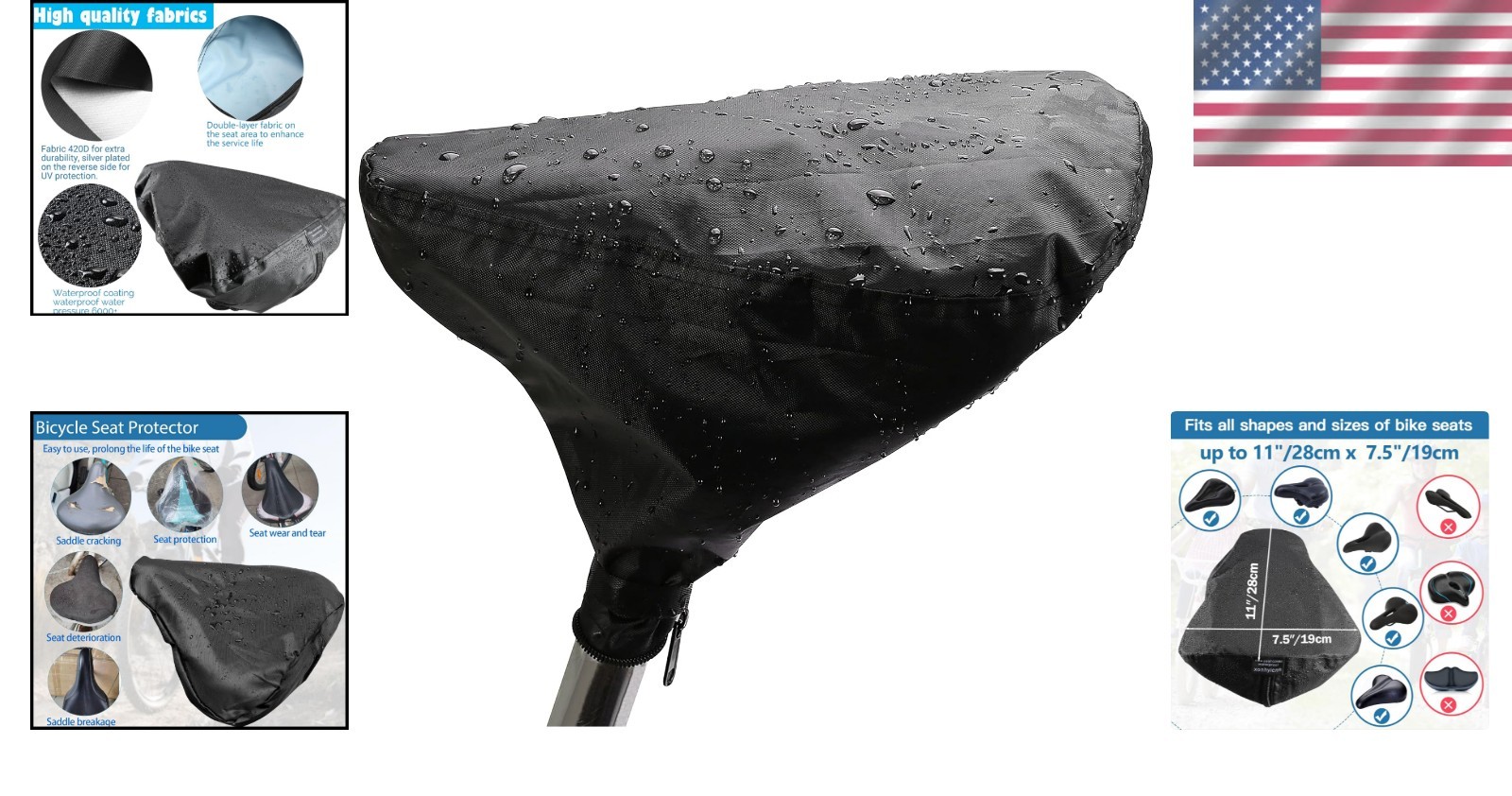 Durable Universal Fit Bike Seat Cover with Double Layer Protection – Black