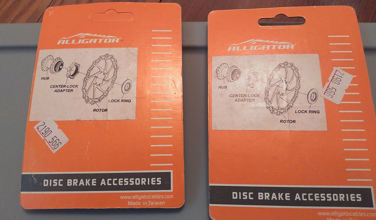 TWO Alligator Disc Brake Center Lock Hub Adapters For 6 Bolt Rotor, Red