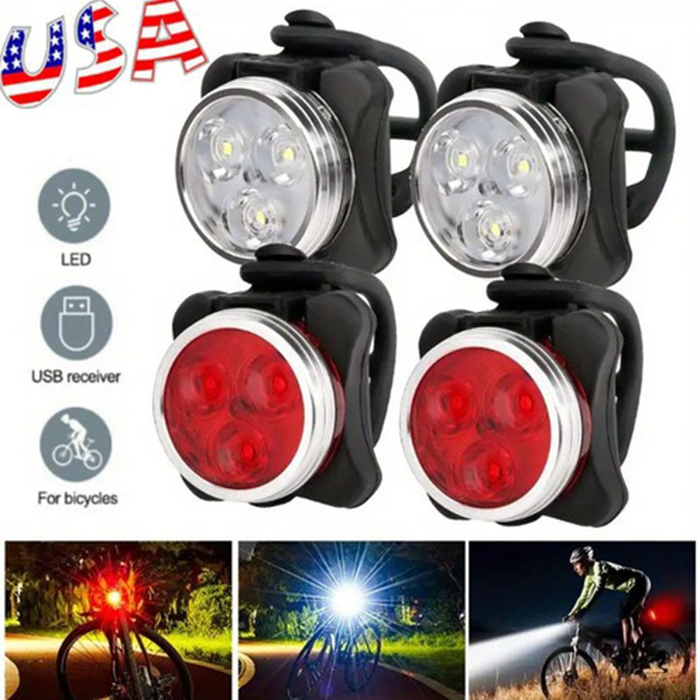 Bicycle Front And Rear Light Set Rechargeable LED Bike Light Bike Headlights